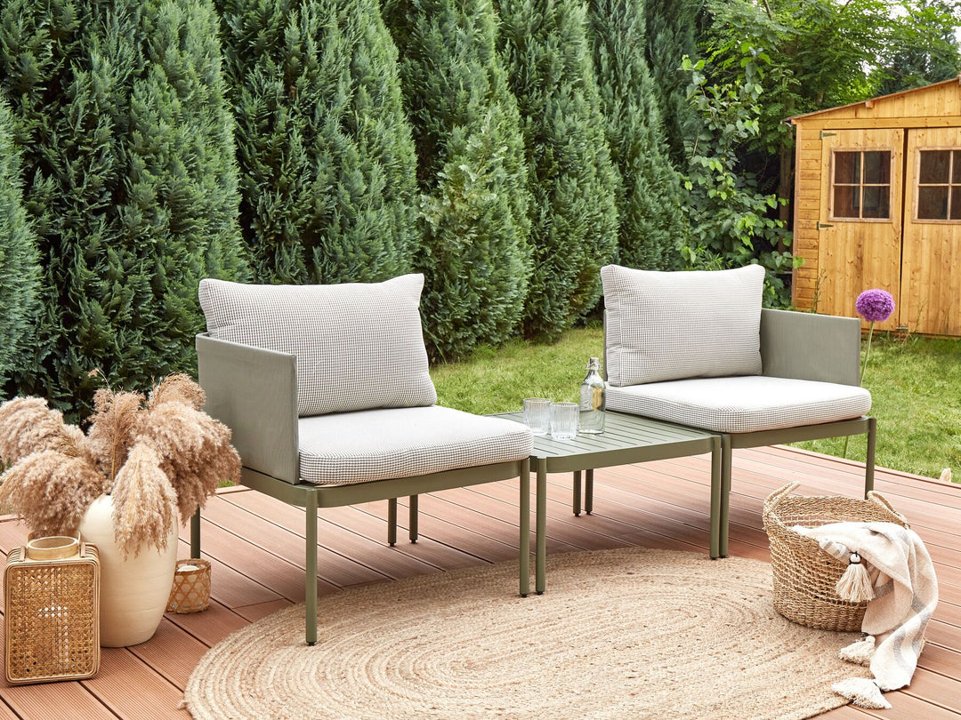 Terracina Garden Lounge Set with Table 2 Seater Metal Olive Green
