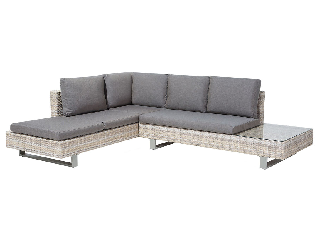 Lanciano Garden Corner Sofa with Table 5 Seater Right Hand PE Rattan Grey