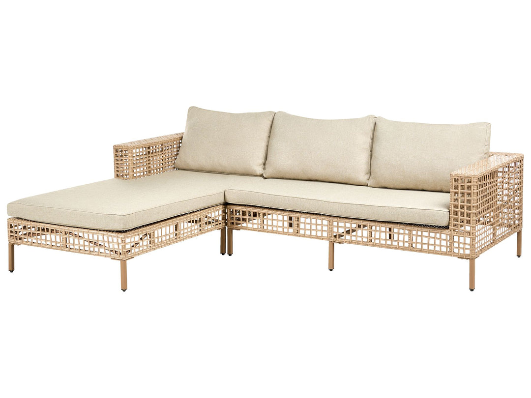 Calasetta Garden Lounge Set with Table 4 Seater Right Hand PE Rattan Beige