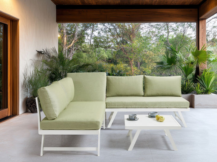 Coccorino Garden Corner Sofa with Table 5 Seater Metal Green