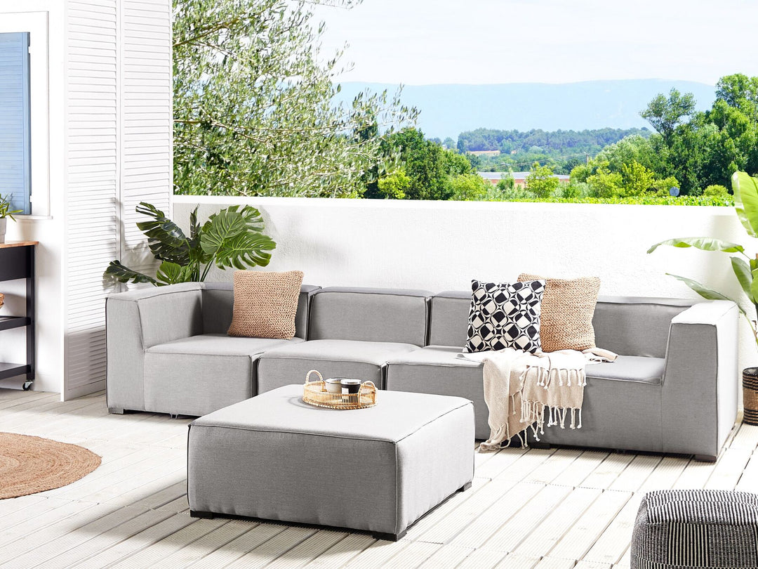 Arezzo Garden Sofa with Ottoman 4 Seater Modular Light Grey
