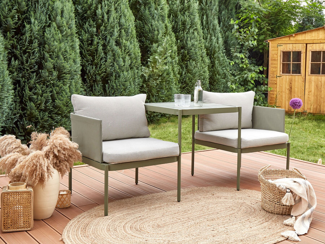 Terracina Garden Lounge Set with Table 2 Seater Metal Olive Green