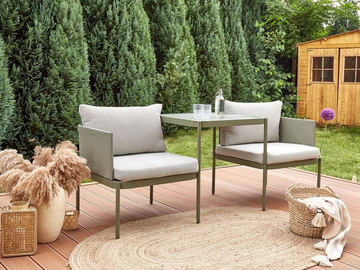 Terracina Garden Lounge Set with Table 2 Seater Metal Olive Green