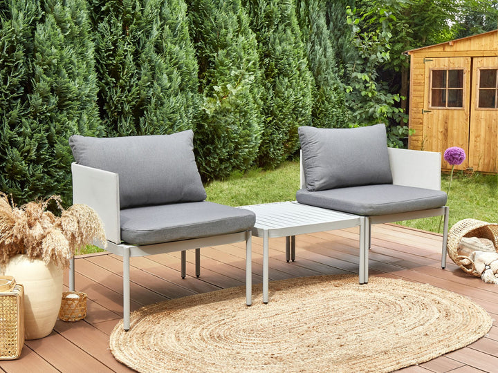 Terracina Garden Lounge Set with Table 2 Seater Metal Light Grey
