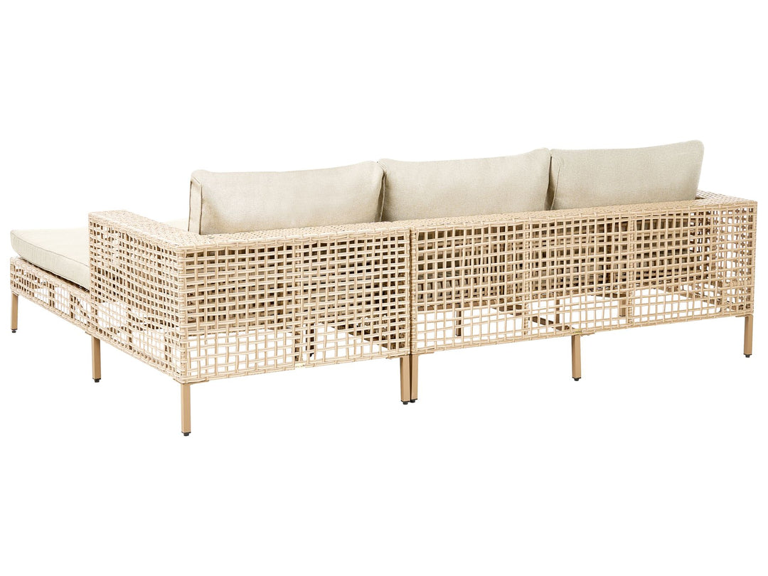 Calasetta Garden Lounge Set with Table 4 Seater Left Hand PE Rattan Beige