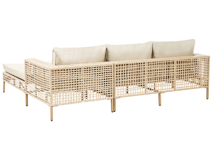 Calasetta Garden Lounge Set with Table 4 Seater Left Hand PE Rattan Beige