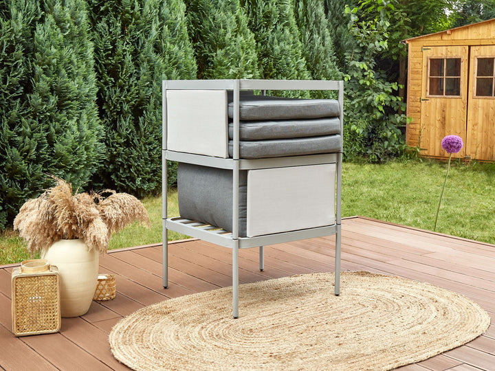 Terracina Garden Lounge Set with Table 2 Seater Metal Light Grey