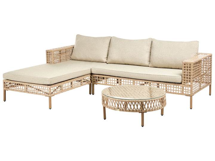 Calasetta Garden Lounge Set with Table 4 Seater Right Hand PE Rattan Beige
