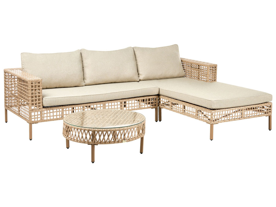 Calasetta Garden Lounge Set with Table 4 Seater Left Hand PE Rattan Beige