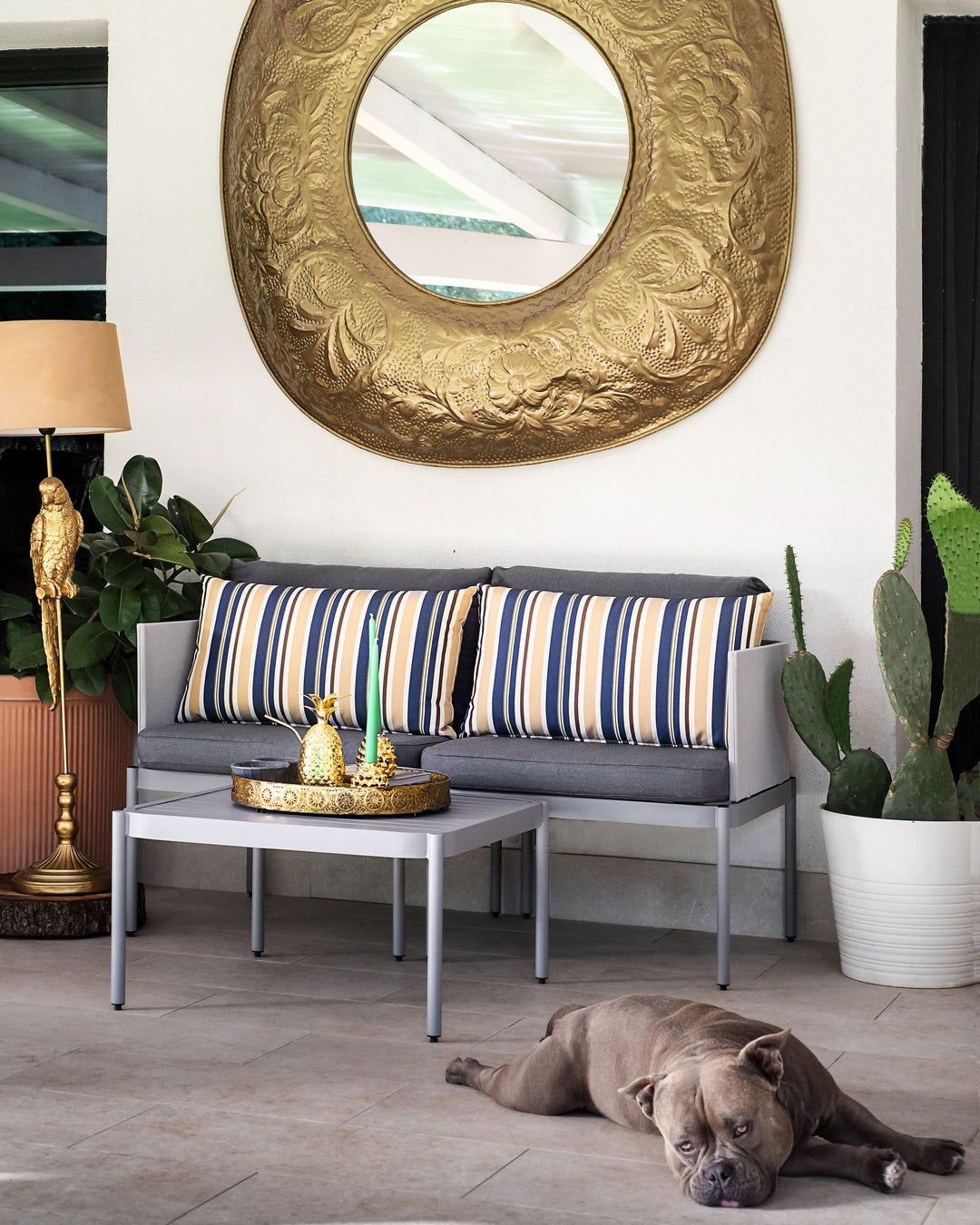 Terracina Garden Lounge Set with Table 2 Seater Metal Light Grey