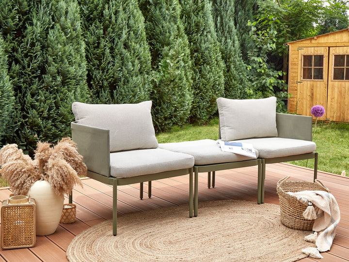 Terracina Garden Lounge Set with Table 2 Seater Metal Olive Green
