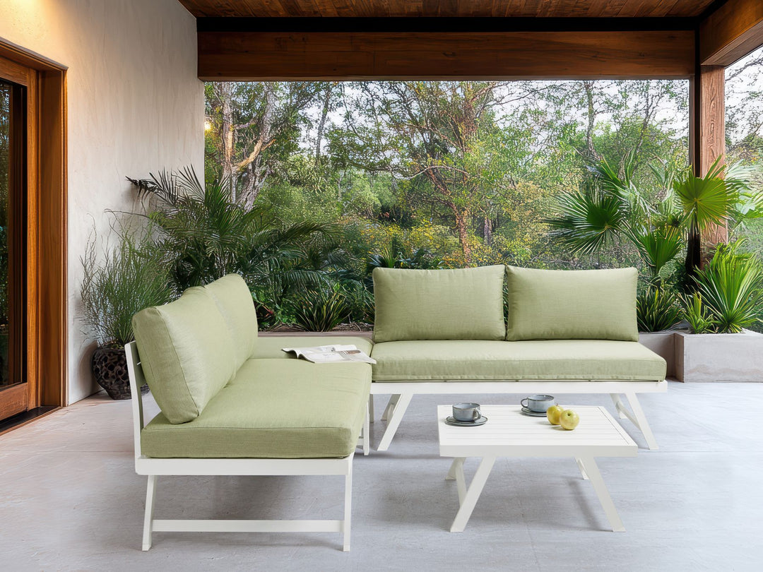 Coccorino Garden Corner Sofa with Table 5 Seater Metal Green