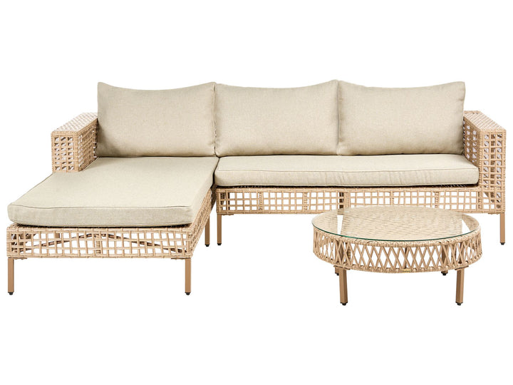 Calasetta Garden Lounge Set with Table 4 Seater Right Hand PE Rattan Beige