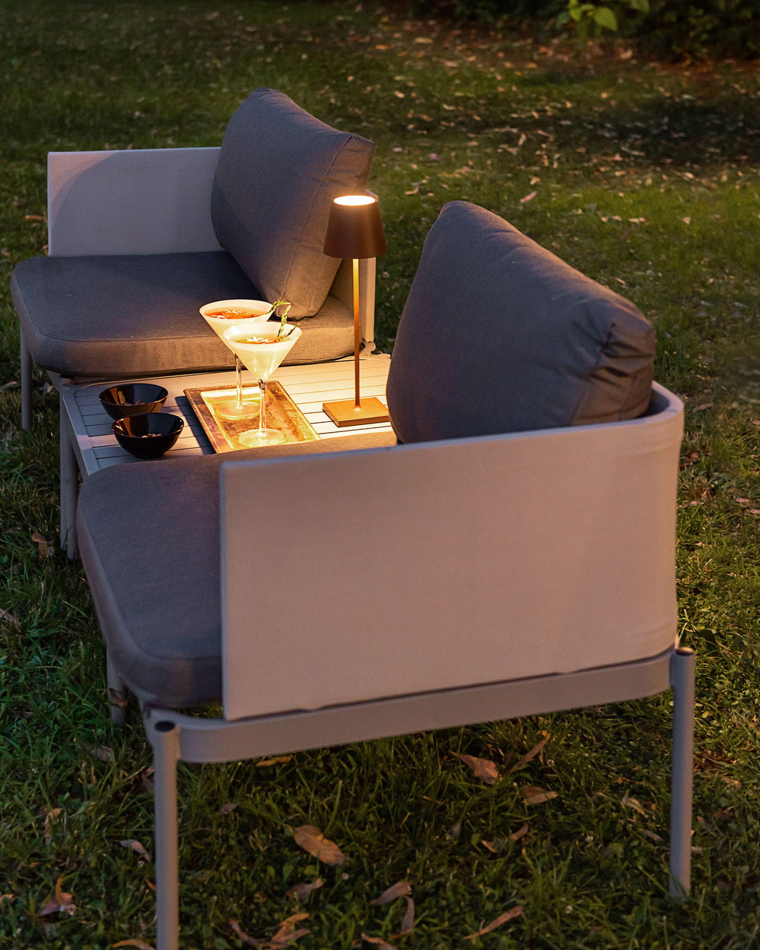 Terracina Garden Lounge Set with Table 2 Seater Metal Light Grey