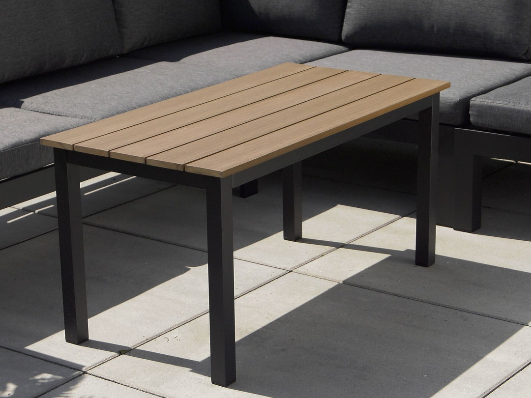 Messina Garden Corner Sofa with Table 5 Seater Left Hand Metal Black
