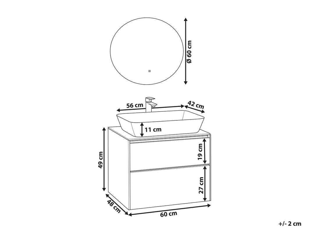 Bathroom Vanity Set 60 cm Grey Manzon