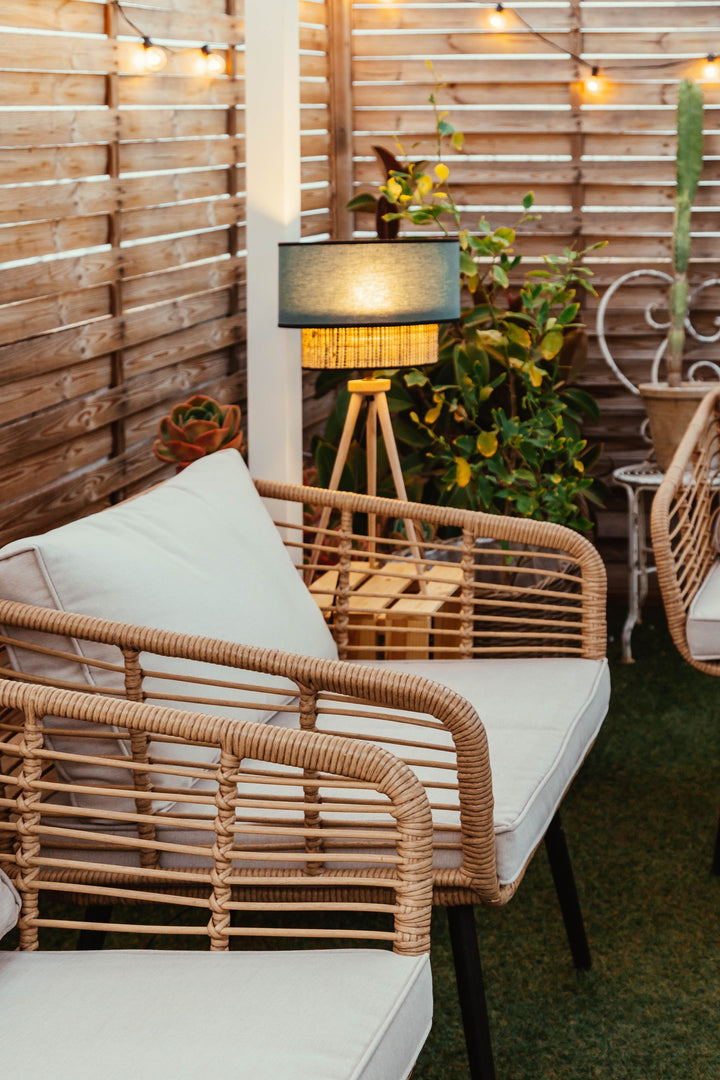 Corinth II Garden Lounge Set with Table 4 Seater PE Rattan Natural