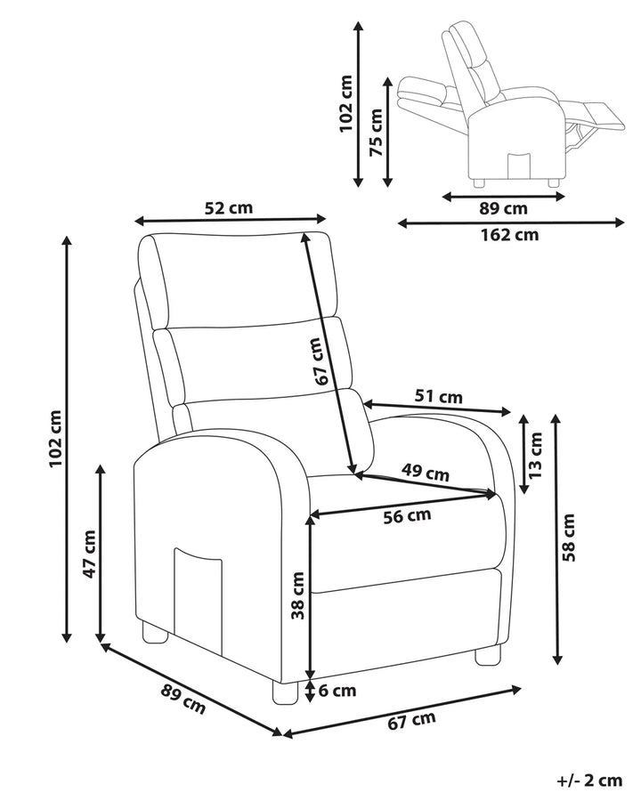 Recliner Chair With Footrest Fabric Taupe Anndi
