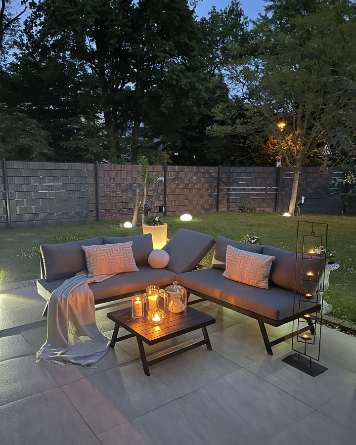Coccorino Garden Corner Sofa with Table 5 Seater Metal Grey