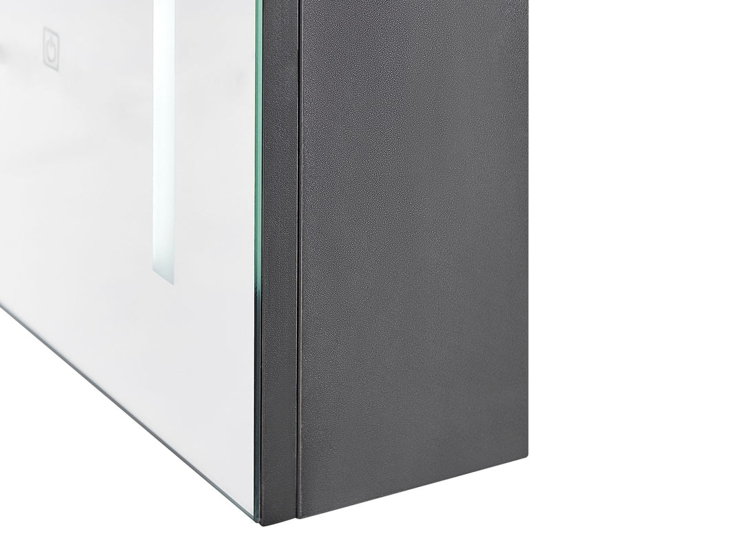 Bathroom Wall Mounted Mirror Cabinet LED 40 cm 60 cm Black Cameron