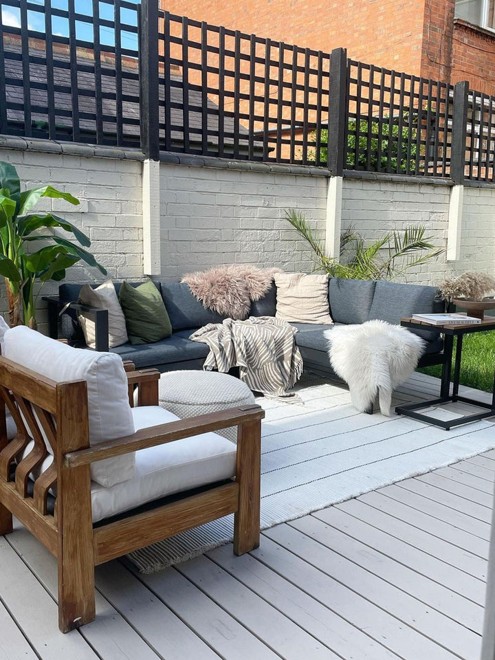 Messina Garden Corner Sofa with Table 5 Seater Left Hand Metal Black