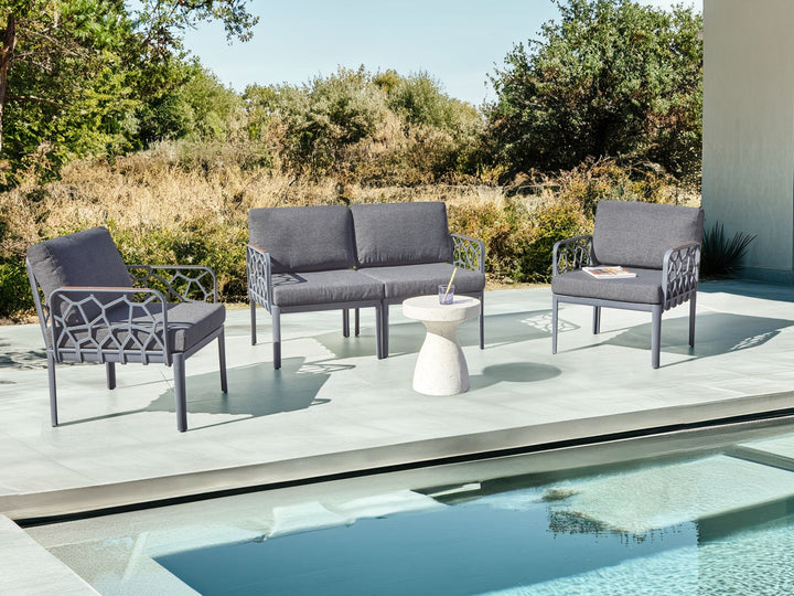 Eriche Garden Sofa Set 4 Seater Dark Grey