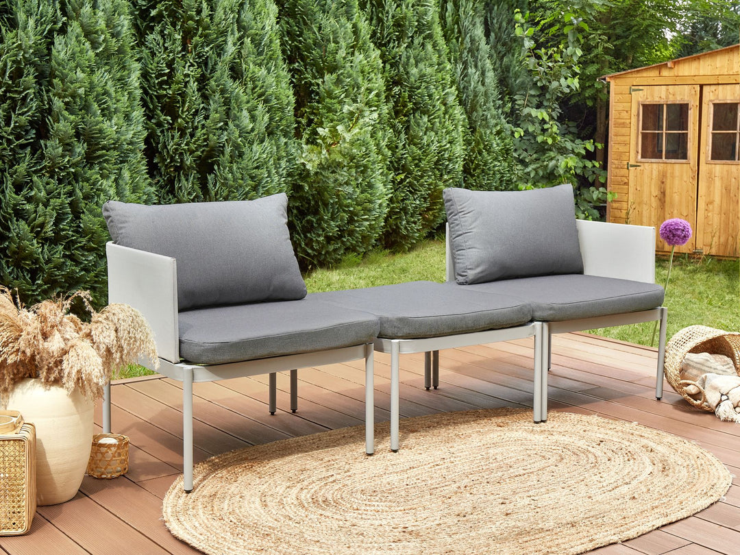 Terracina Garden Lounge Set with Table 2 Seater Metal Light Grey