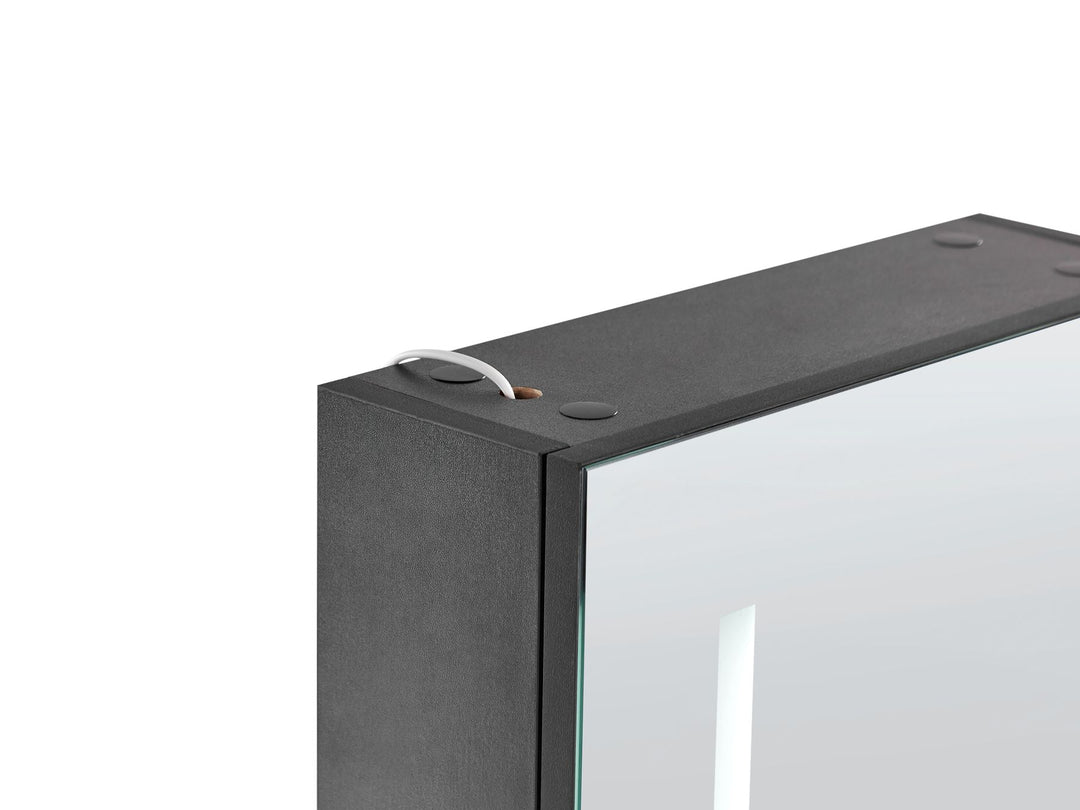 Bathroom Wall Mounted Mirror Cabinet LED 40 cm 60 cm Black Cameron