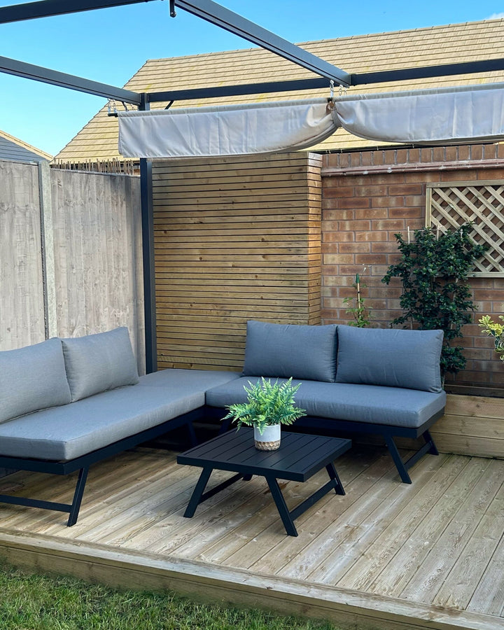 Coccorino Garden Corner Sofa with Table 5 Seater Metal Grey