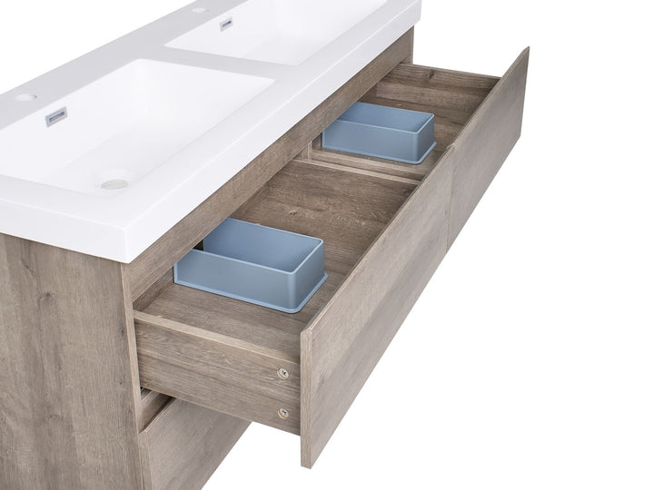 Wall Mounted Double Basin Vanity Unit 120 cm 52 cm Taupe Viedma