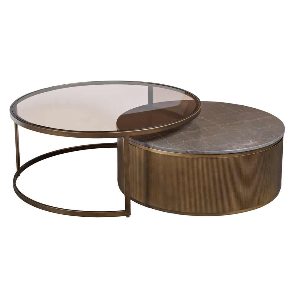 Modern gold nesting coffee tables set with round design