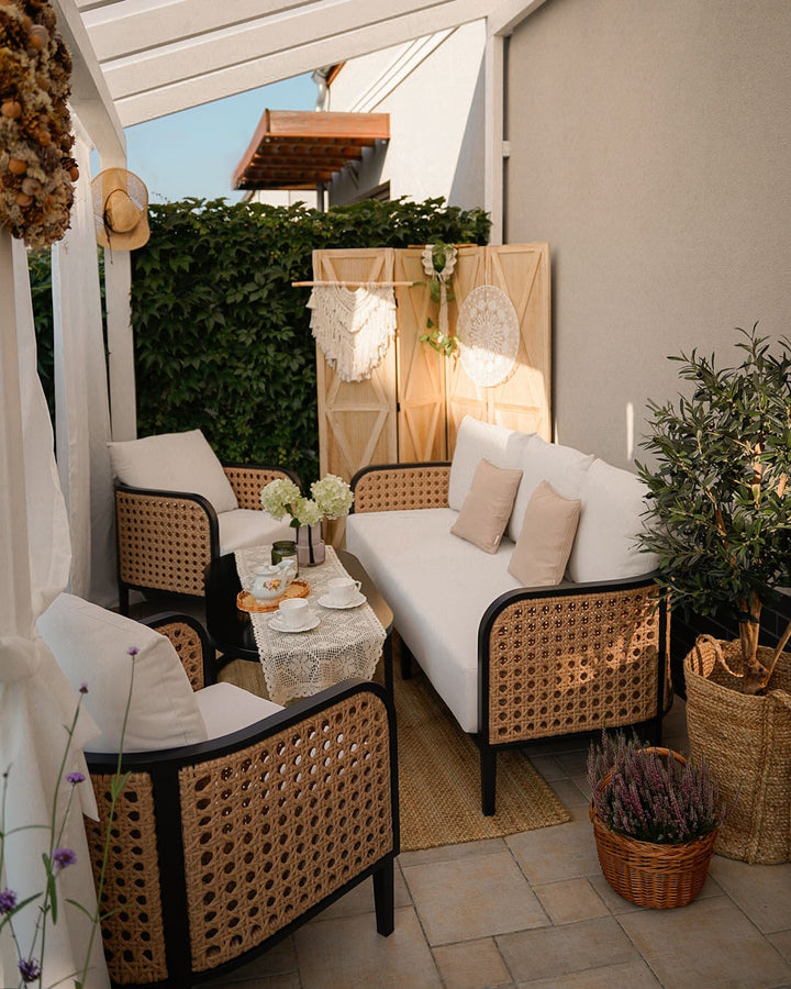 Montefalco Garden Lounge Set with Table 5 Seater Metal White