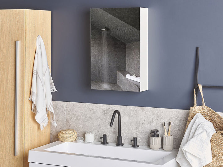 Bathroom Wall Mounted Mirror Cabinet 40 cm 60 cm White Primavera