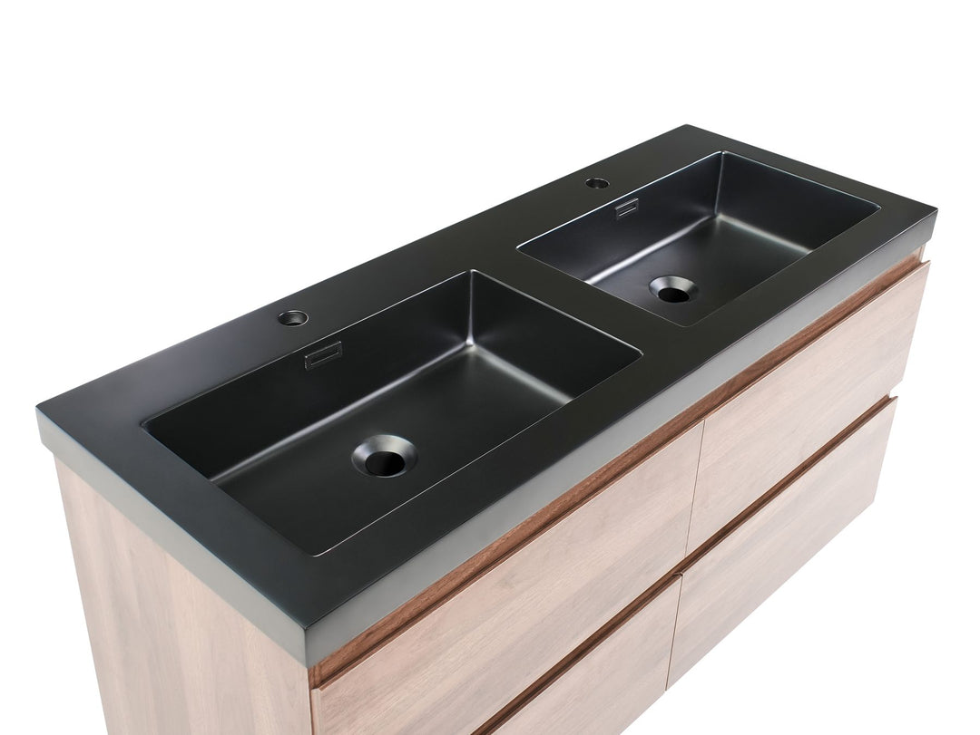 Wall Mounted Double Basin Vanity Unit 120 cm 52 cm Dark Brown Cardiel