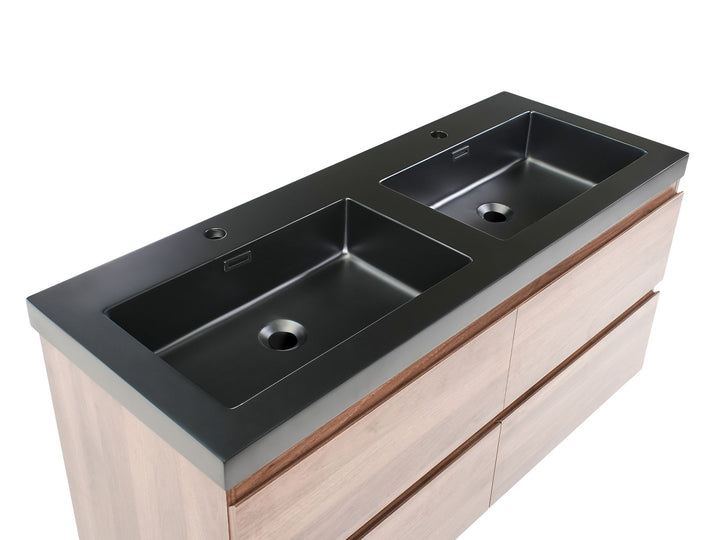 Wall Mounted Double Basin Vanity Unit 120 cm 52 cm Dark Brown Cardiel