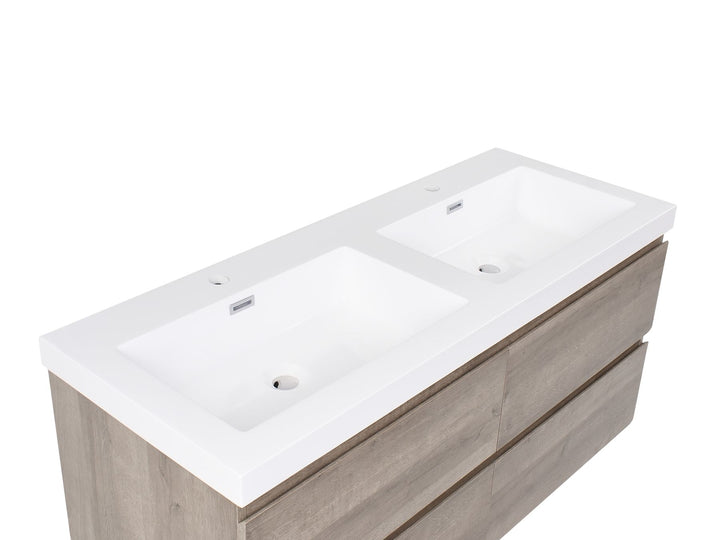 Wall Mounted Double Basin Vanity Unit 120 cm 52 cm Taupe Viedma