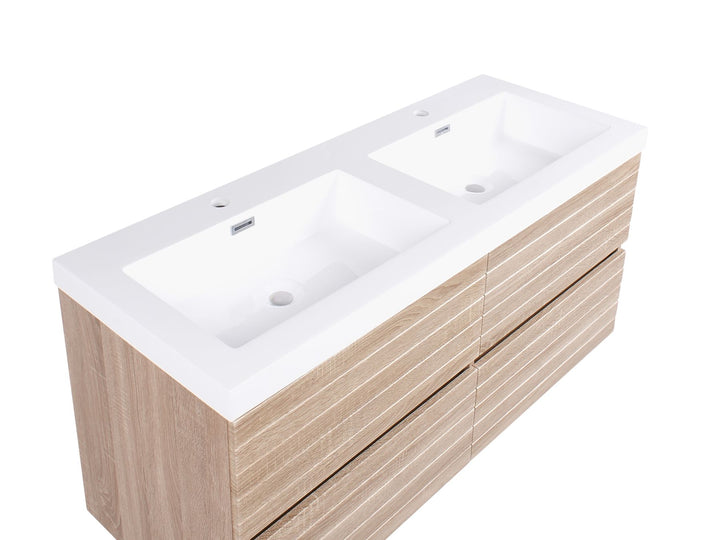 Wall Mounted Double Basin Vanity Unit 120 cm 55 cm Light Brown Urucu