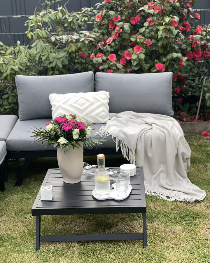 Coccorino Garden Corner Sofa with Table 5 Seater Metal Grey