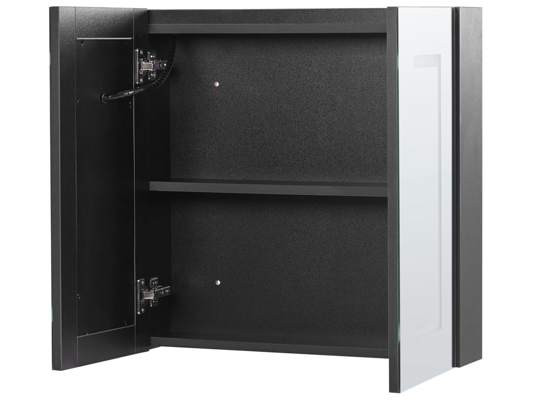 Bathroom Wall Mounted Mirror Cabinet LED 60 cm 60 cm Black Mazarredo