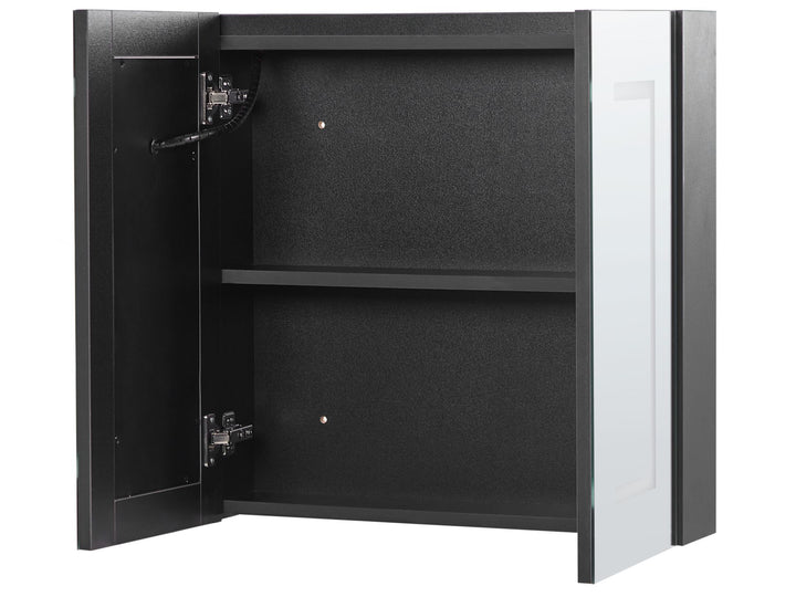 Bathroom Wall Mounted Mirror Cabinet LED 60 cm 60 cm Black Mazarredo