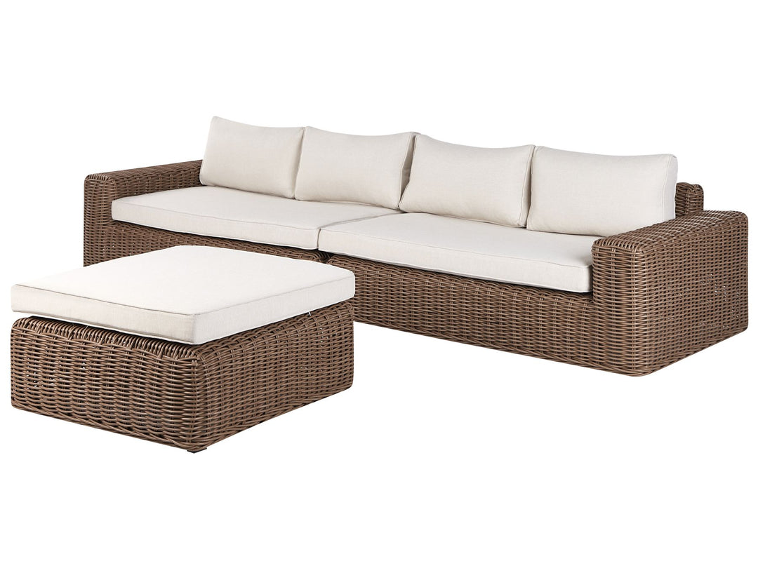 Palermo Garden Corner Sofa with Ottoman 6 Seater Modular PE Rattan Brown