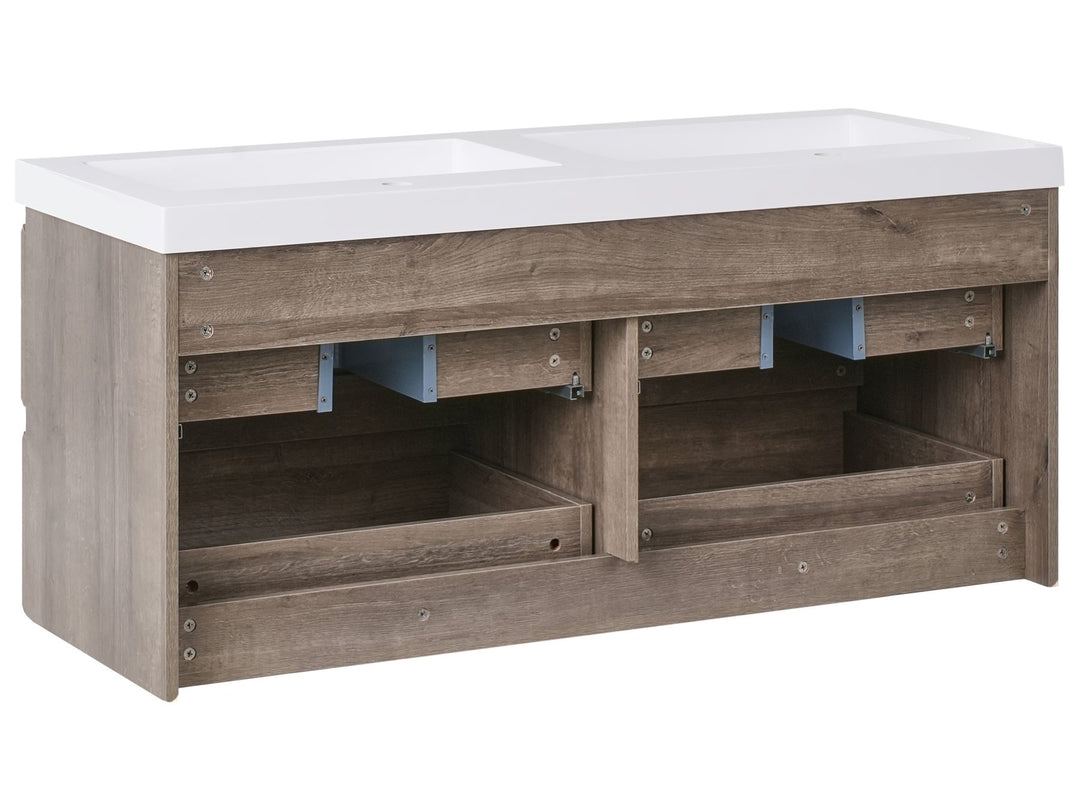 Wall Mounted Double Basin Vanity Unit 120 cm 52 cm Taupe Viedma