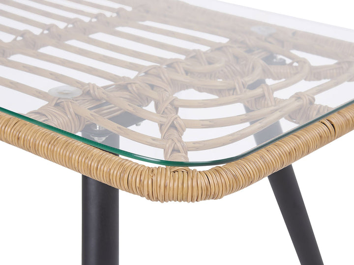 Fobello Garden Lounge Set with Table 4 Seater PE Rattan Beige
