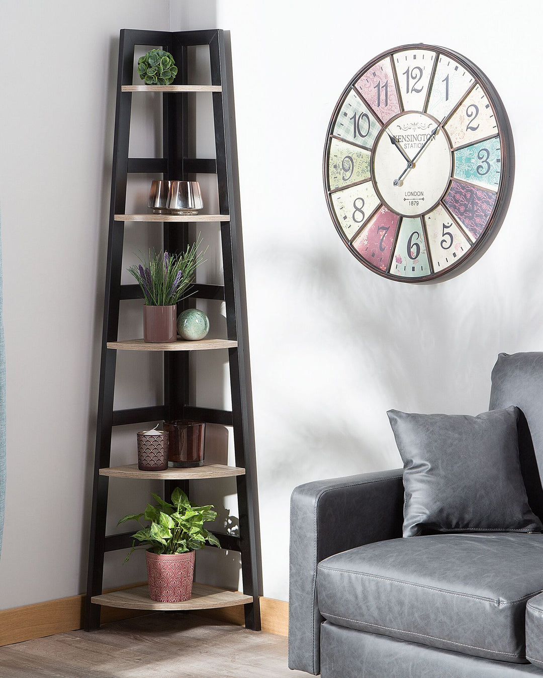 Corner 5 Tier Shelving Unit 163 cm Black Trisha