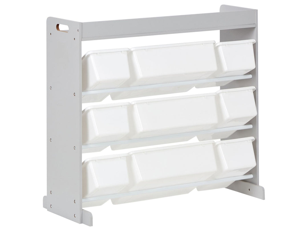 Shelf with 9 Storage Boxes 78 cm Grey Rocco