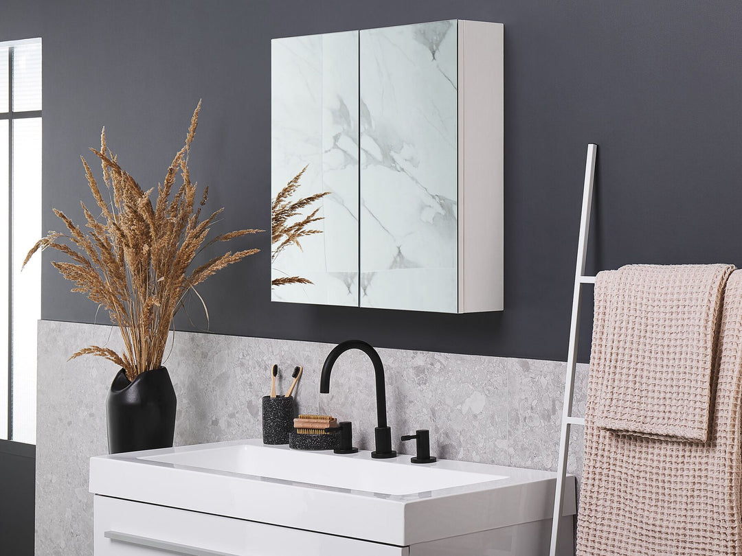 Bathroom Wall Mounted Mirror Cabinet 60 cm 60 cm White Navarra