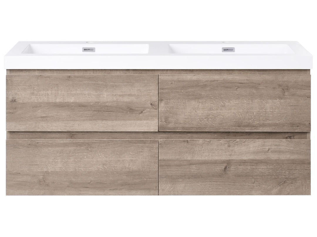 Wall Mounted Double Basin Vanity Unit 120 cm 52 cm Taupe Viedma