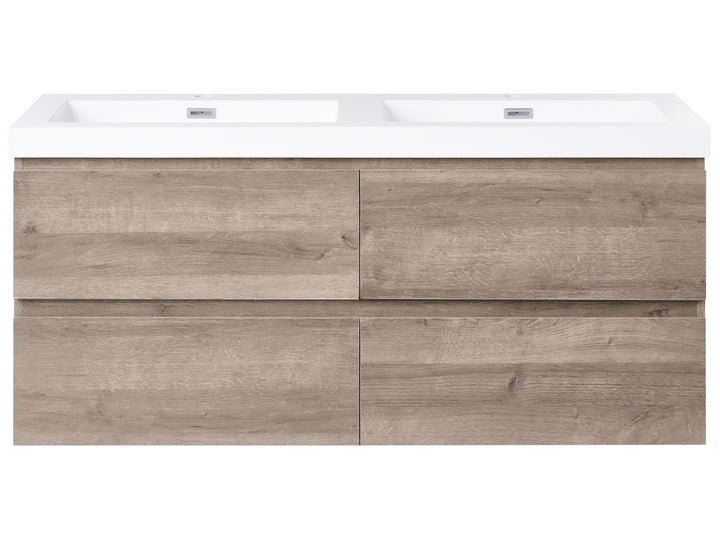 Wall Mounted Double Basin Vanity Unit 120 cm 52 cm Taupe Viedma