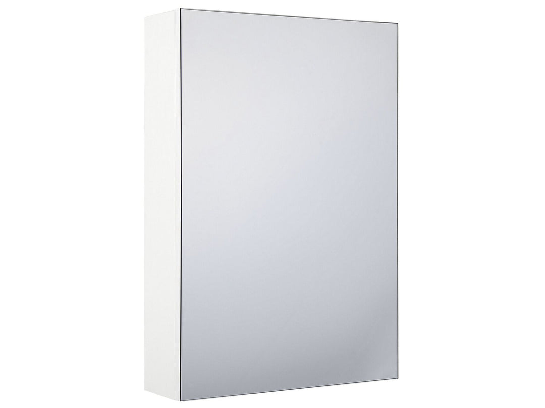 Rectangular mirror with a white frame on a white background