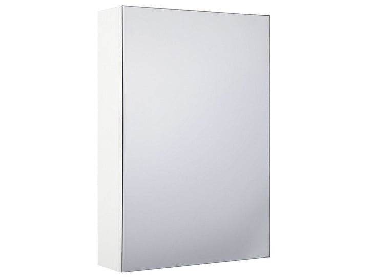 Rectangular mirror with a white frame on a white background